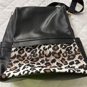 Black and Leopard Print Women's Bag